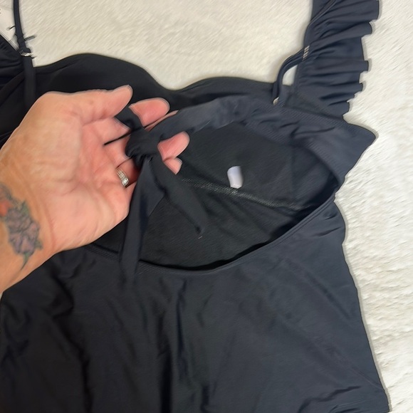 Chic Black Ruffled One-Piece Swimsuit - Picture 7 of 9